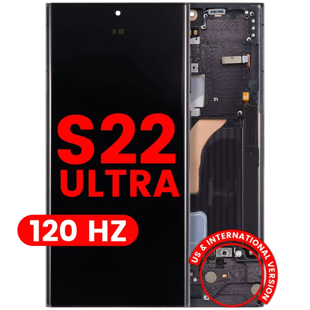 OLED displej s rámečkem pro Samsung Galaxy S22 Ultra 5G (US & International Version) (Aftermarket Pro) (120 Hz) (černá)