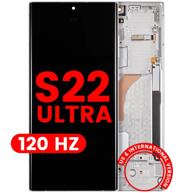 OLED displej s rámečkem pro Samsung Galaxy S22 Ultra 5G (US & International Version) (Aftermarket Pro) (120 Hz) (bílá)