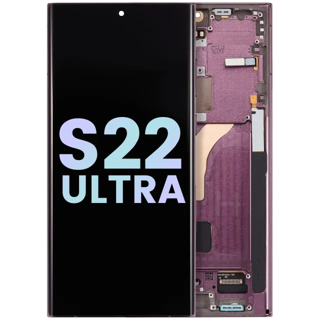 OLED displej s rámečkem pro Samsung Galaxy S22 Ultra 5G (Service Pack) (Burgundy)