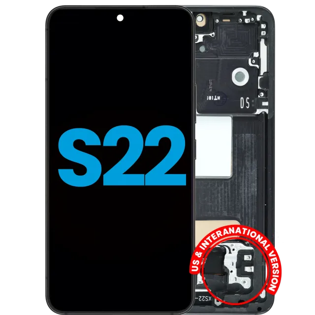 LCD displej s rámečkem (Without FingerPrint Sensor) pro Samsung Galaxy S22 5G (Aftermarket: Incell) (černá)