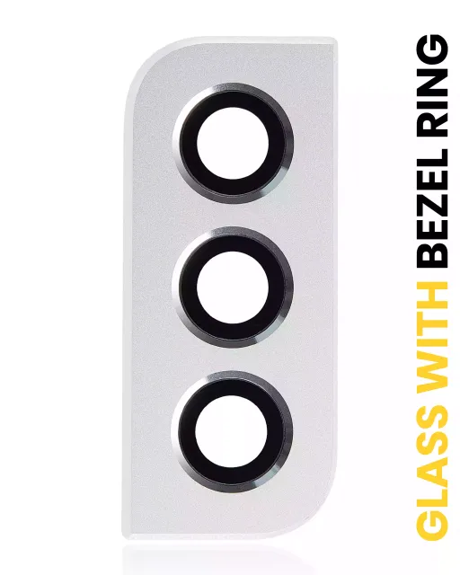 Sklíčko zadní kamery s bezel ring pro Samsung Galaxy S22 / S22 Plus (bílá)