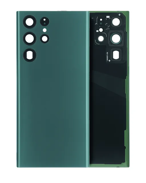 Zadní sklo se sklíčkem kamery pro Samsung Galaxy S22 Ultra 5G (bez loga) (Aftermarket Plus) (zelená)