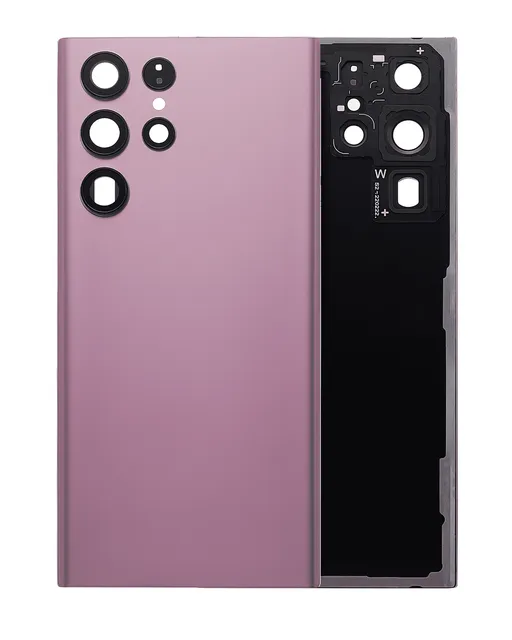 Zadní sklo se sklíčkem kamery pro Samsung Galaxy S22 Ultra 5G (bez loga) (Aftermarket Plus) (Burgundy)