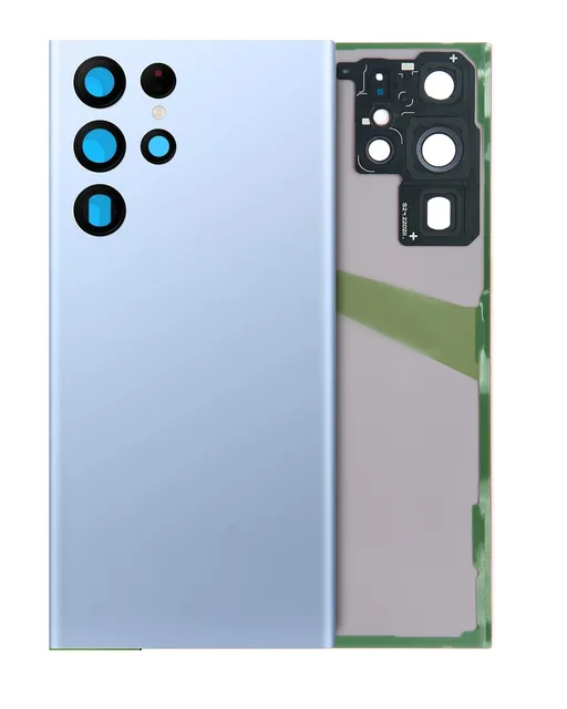 Zadní sklo se sklíčkem kamery pro Samsung Galaxy S22 Ultra (Service Pack) (nebesky modrá)