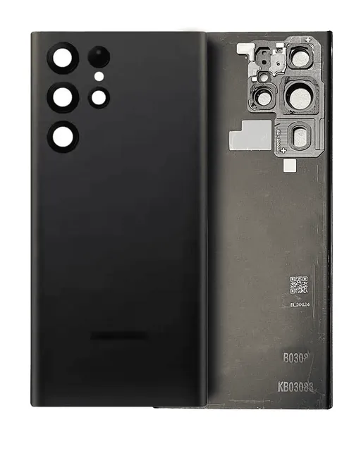 Zadní sklo se sklíčkem kamery pro Samsung Galaxy S22 Ultra (Service Pack) (černá)