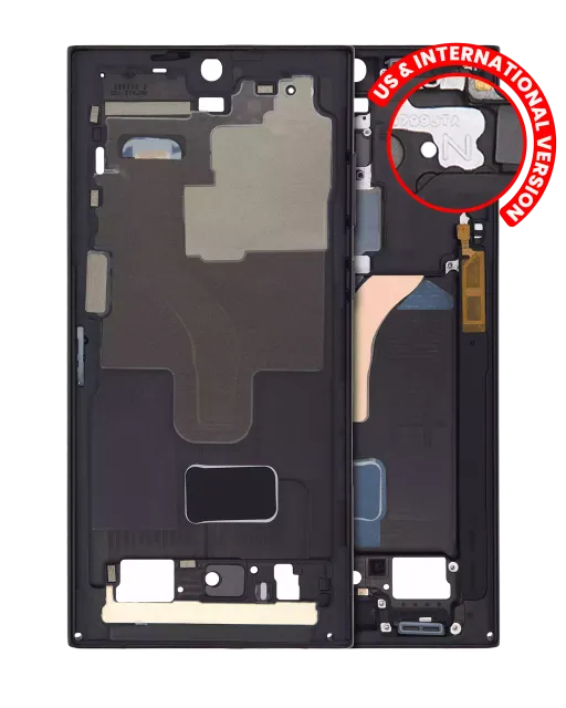 Střední rám (housing) pro Samsung Galaxy S22 Ultra 5G (US & International Version) (černá)