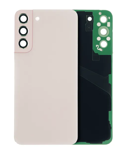 Zadní sklo se sklíčkem kamery pro Samsung Galaxy S22 Plus 5G (bez loga) (Aftermarket Plus) (Pink Gold)