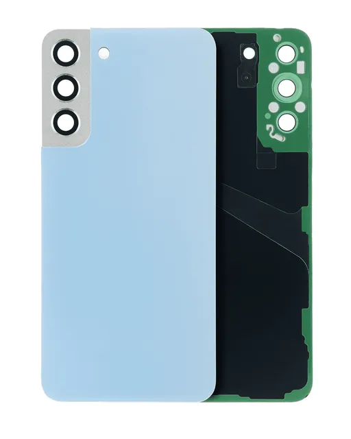 Zadní sklo se sklíčkem kamery pro Samsung Galaxy S22 Plus 5G (bez loga) (Aftermarket Plus) (nebesky modrá)