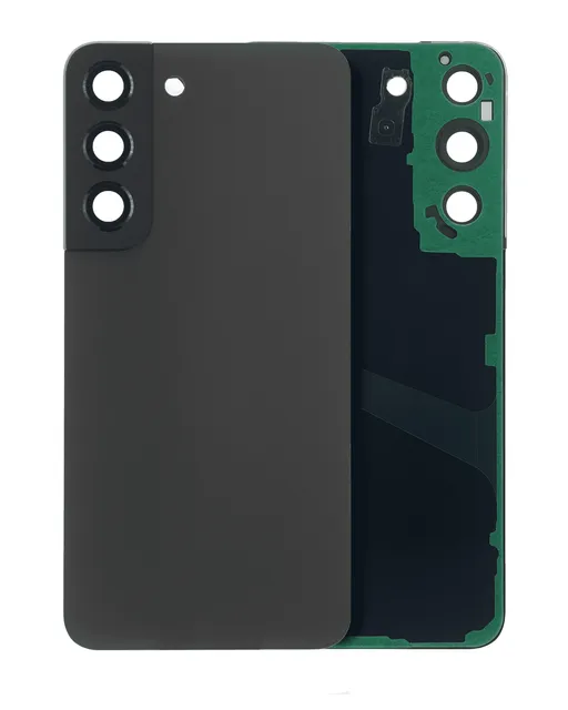 Zadní sklo se sklíčkem kamery pro Samsung Galaxy S22 5G (bez loga) (Aftermarket Plus) (grafitová)