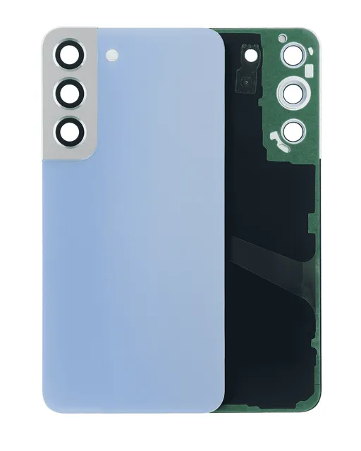 Zadní sklo se sklíčkem kamery pro Samsung Galaxy S22 5G (bez loga) (Aftermarket Plus) (nebesky modrá)