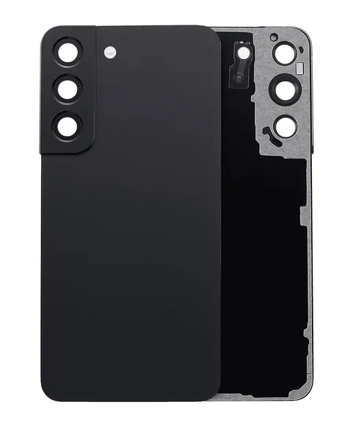 Zadní sklo se sklíčkem kamery pro Samsung Galaxy S22 5G (bez loga) (Aftermarket Plus) (černá)