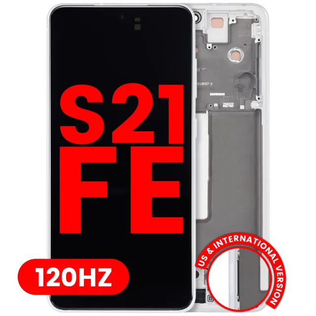 OLED displej s rámečkem pro Samsung Galaxy S21 FE 5G (US & International Version) (Aftermarket Plus) (120 Hz) (bílá)