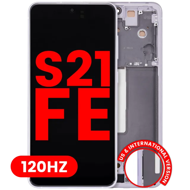 OLED displej s rámečkem pro Samsung Galaxy S21 FE 5G (US & International Version) (Aftermarket Plus) (120 Hz) (levandulová)