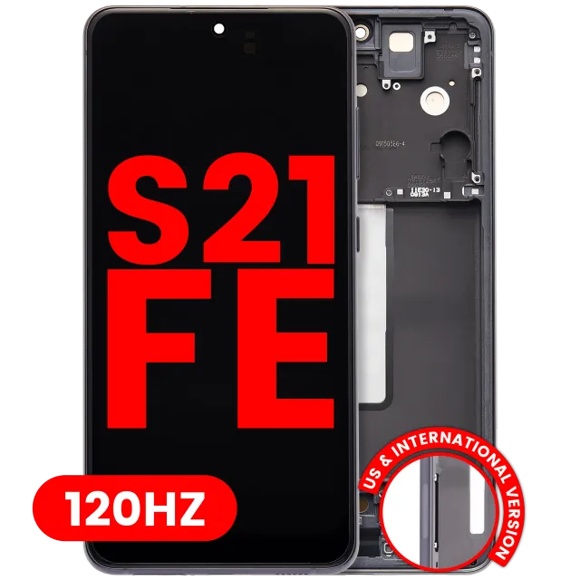 OLED displej s rámečkem pro Samsung Galaxy S21 FE 5G (US & International Version) (Aftermarket Plus) (120 Hz) (grafitová)