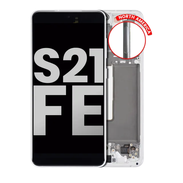 OLED displej s rámečkem pro Samsung Galaxy S21 FE 5G (US & International) (originál z vyřazeného zařízení, stav B/C) (bílá)