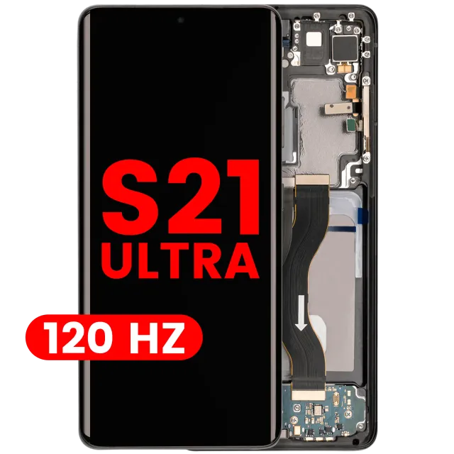 OLED displej s rámečkem pro Samsung Galaxy S21 Ultra 5G (Aftermarket Plus) (120 Hz) (černá)