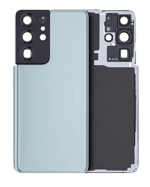 Zadní sklo se sklíčkem kamery pro Samsung Galaxy S21 Ultra (bez loga) (Aftermarket Plus) (Phantom Titanium)