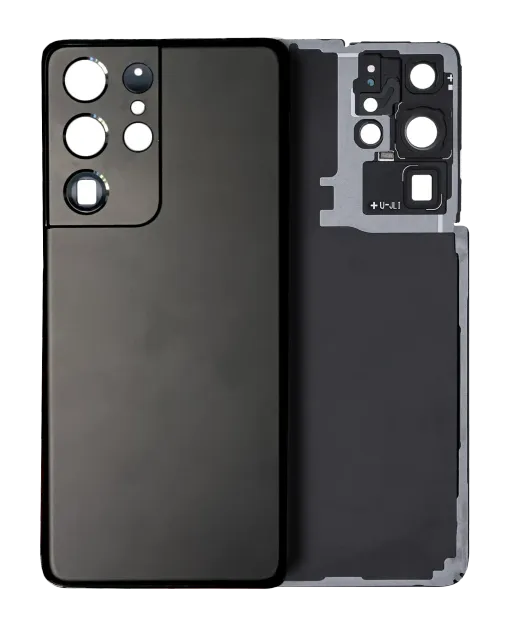 Zadní sklo se sklíčkem kamery pro Samsung Galaxy S21 Ultra (Service Pack) (černá)