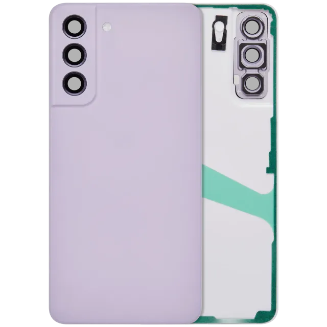 Zadní sklo se sklíčkem kamery pro Samsung Galaxy S21 FE 5G (bez loga) (Aftermarket Plus) (levandulová)