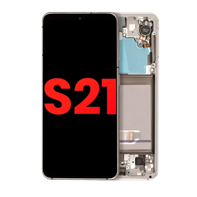 OLED displej s rámečkem pro Samsung Galaxy S21 5G (Aftermarket Plus) (bílá)
