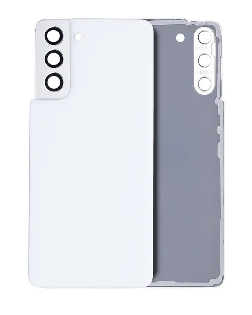 Zadní sklo se sklíčkem kamery pro Samsung Galaxy S21 5G (bez loga) (Aftermarket Plus) (bílá)