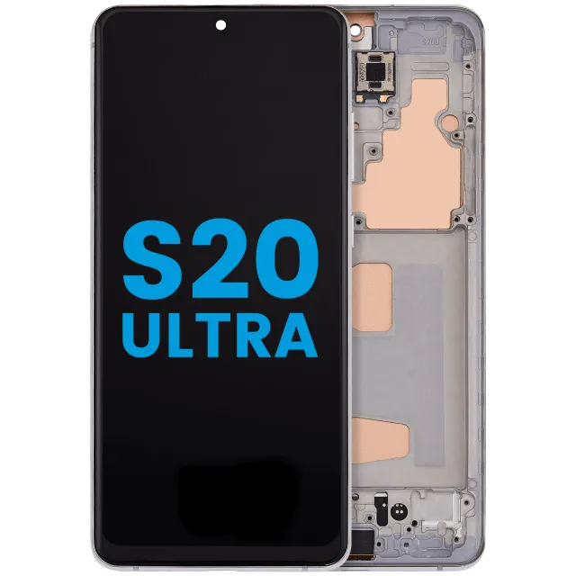 LCD displej s rámečkem (Without FingerPrint Sensor) pro Samsung Galaxy S20 Ultra 5G (Aftermarket: Incell) (oblačně bílá)