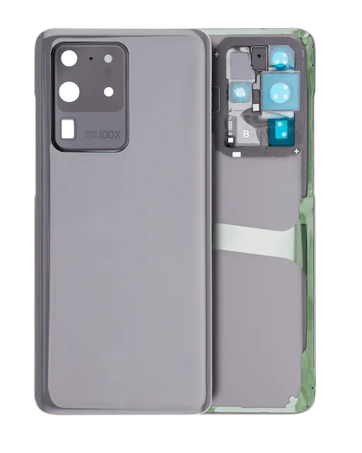 Zadní sklo se sklíčkem kamery pro Samsung Galaxy S20 Ultra 5G (bez loga) (Aftermarket Plus) (Cosmic Gray)