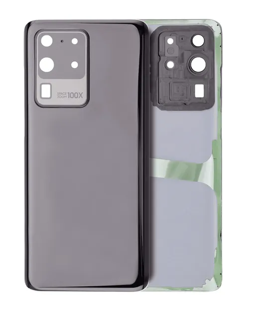 Zadní sklo se sklíčkem kamery pro Samsung Galaxy S20 Ultra 5G (bez loga) (Aftermarket Plus) (Cosmic Black)