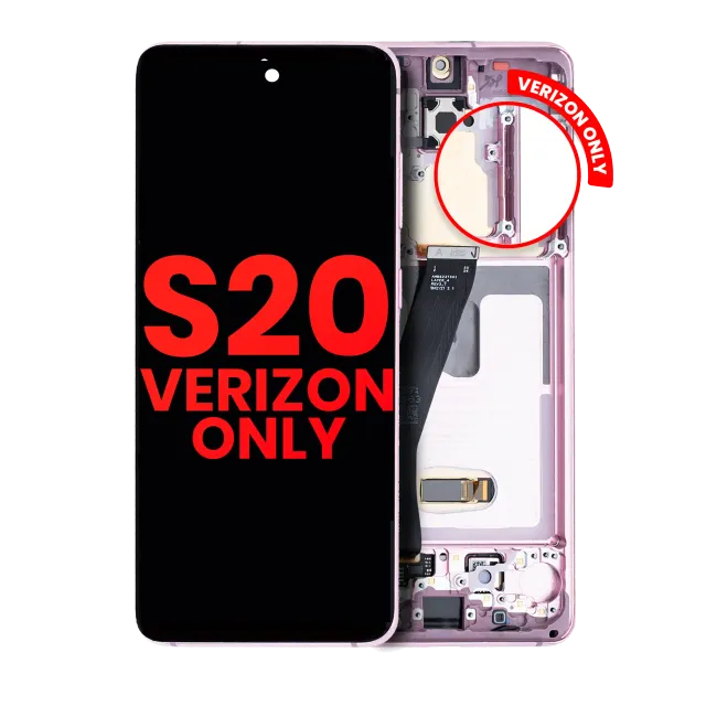 OLED displej s rámečkem pro Samsung Galaxy S20 5G (Verizon 5G UW Frame Only) (Aftermarket Plus) (Cloud Pink)