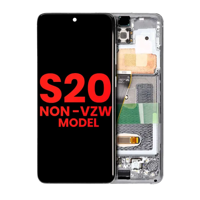 OLED displej s rámečkem pro Samsung Galaxy S20 5G (Non-Verizon 5G UW Frame) (Aftermarket Plus) (oblačně bílá)