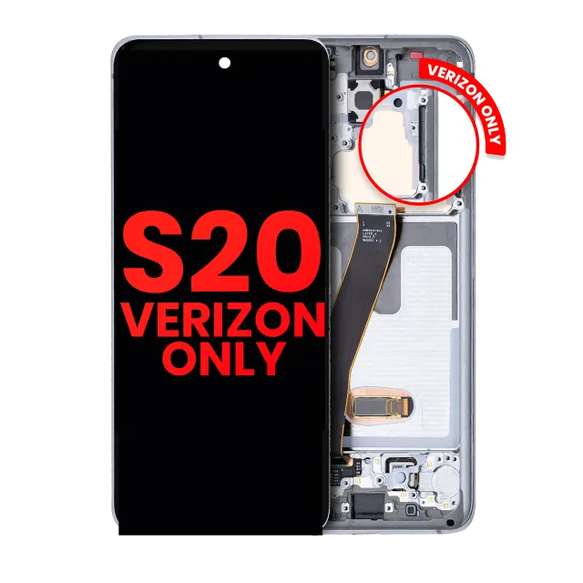 OLED displej s rámečkem pro Samsung Galaxy S20 5G (Verizon 5G UW Frame Only) (Aftermarket Plus) (oblačně bílá)