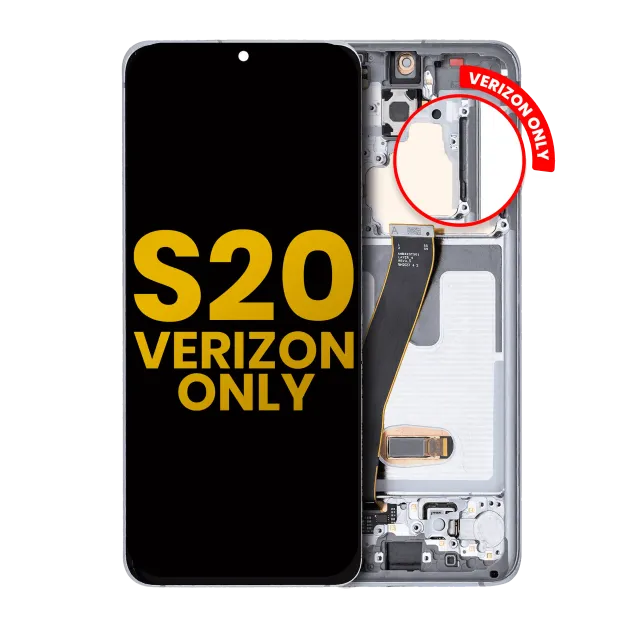 OLED displej s rámečkem pro Samsung Galaxy S20 5G (Verizon 5G UW Frame Only) (repasovaný) (oblačně bílá)