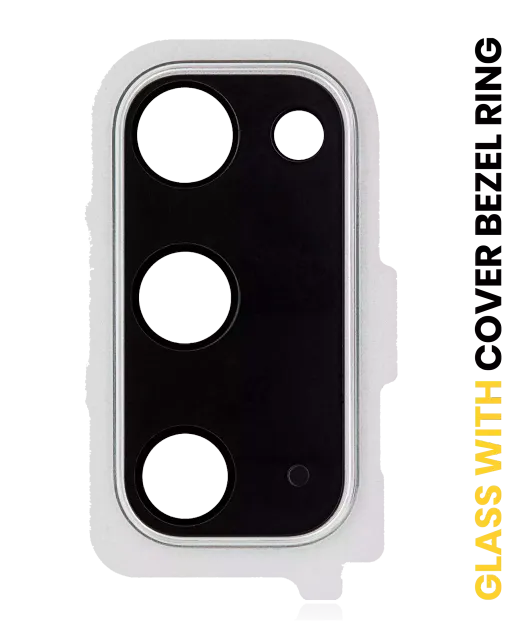 Sklíčko zadní kamery s kryt bezel ring pro Samsung Galaxy S20 / S20 5G (oblačně bílá)