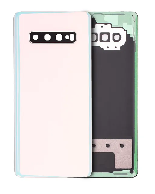 Zadní sklo se sklíčkem kamery pro Samsung Galaxy S10 Plus (bez loga) (Aftermarket Plus) (Prism White)