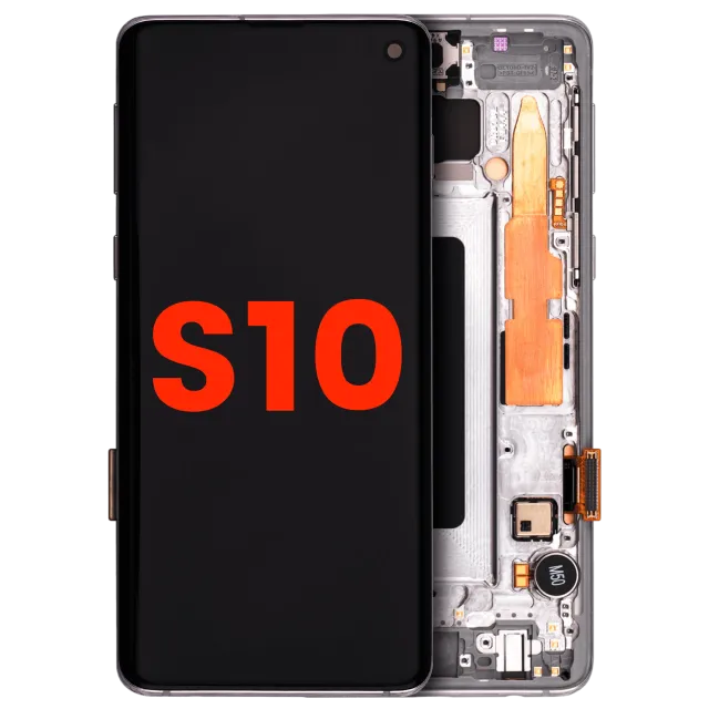 OLED displej s rámečkem pro Samsung Galaxy S10 (Aftermarket Plus) (Prism White)