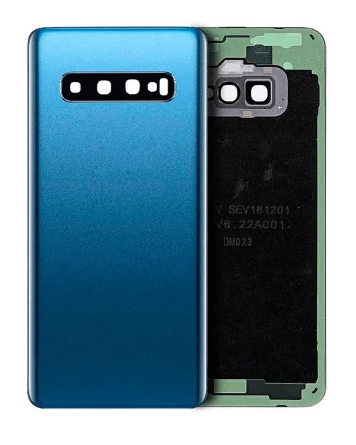 Zadní sklo se sklíčkem kamery pro Samsung Galaxy S10 (bez loga) (Aftermarket Plus) (Prism Blue)