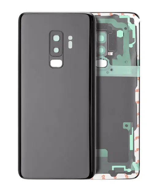 Zadní sklo se sklíčkem kamery pro Samsung Galaxy S9 Plus (bez loga) (Aftermarket Plus) (Midnight Black)