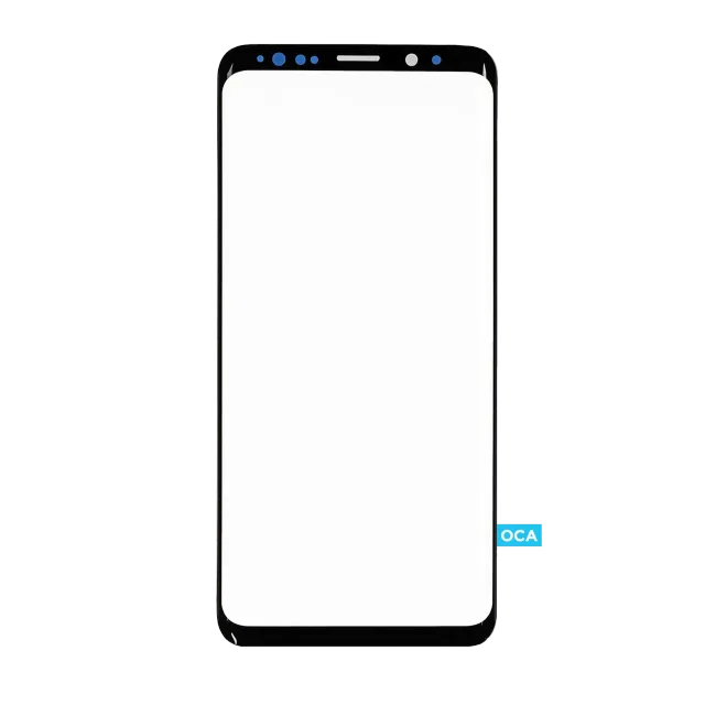 Přední sklo s OCA (předinstalováno) pro Samsung Galaxy S9 Plus (černá) (125 um)