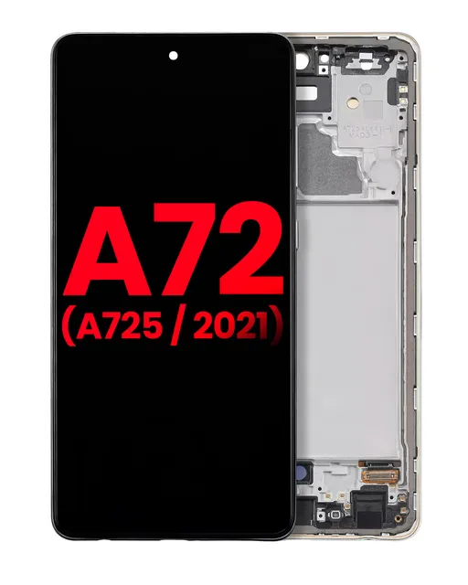 OLED displej s rámečkem pro Samsung Galaxy A72 (A725 / 2021) (Aftermarket Plus) (bílá)