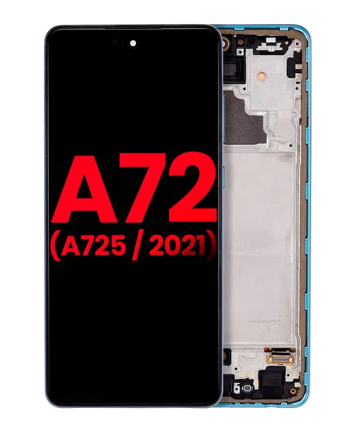 OLED displej s rámečkem pro Samsung Galaxy A72 (A725 / 2021) (Aftermarket Plus) (Awesome Blue)