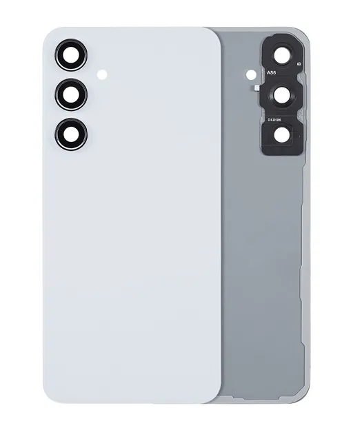 Zadní sklo se sklíčkem kamery pro Samsung Galaxy A55 5G (A556 / 2024) (bez loga) (Aftermarket Plus) (Iceblue)