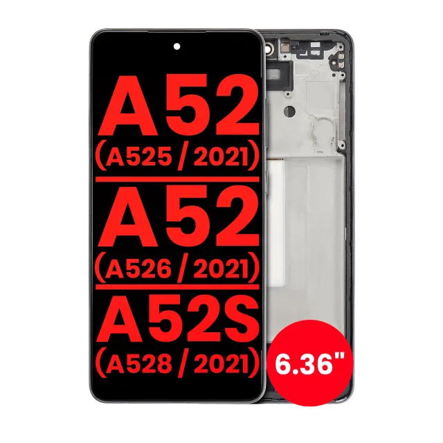 OLED displej s rámečkem pro Samsung Galaxy A52 4G (A525 / 2021) / A52 5G (A526 / 2021) / A52S 5G (6.36") (A528 / 2021) (Aftermarket Plus) (černá)