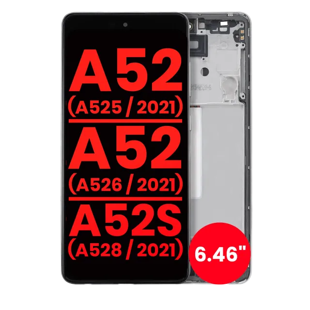 OLED displej s rámečkem pro Samsung Galaxy A52 4G (A525 / 2021) / A52 5G (A526 / 2021) / A52S 5G (6.46") (A528 / 2021) (Aftermarket Plus) (bílá)