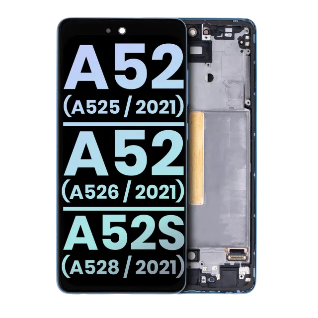 OLED displej s rámečkem pro Samsung Galaxy A52 4G (A525 / 2021) / A52 5G (A526 / 2021) / A52S 5G (A528 / 2021) (Service Pack) (Awesome Blue)