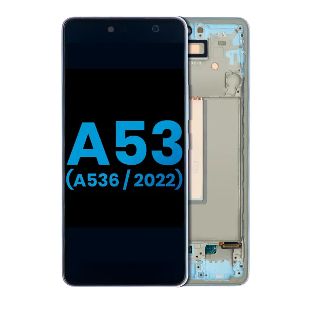 LCD displej s rámečkem pro Samsung Galaxy A53 5G (A536 / 2022) (Without Finger Print Sensor) (Aftermarket: Incell) (modrá)