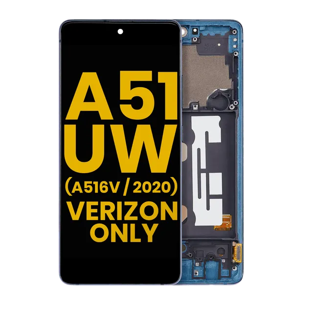 OLED displej s rámečkem pro Samsung Galaxy A51 5G UW (A516V / 2020) (Verizon 5G UW Frame Only) (repasovaný) (Prism Bricks Blue)
