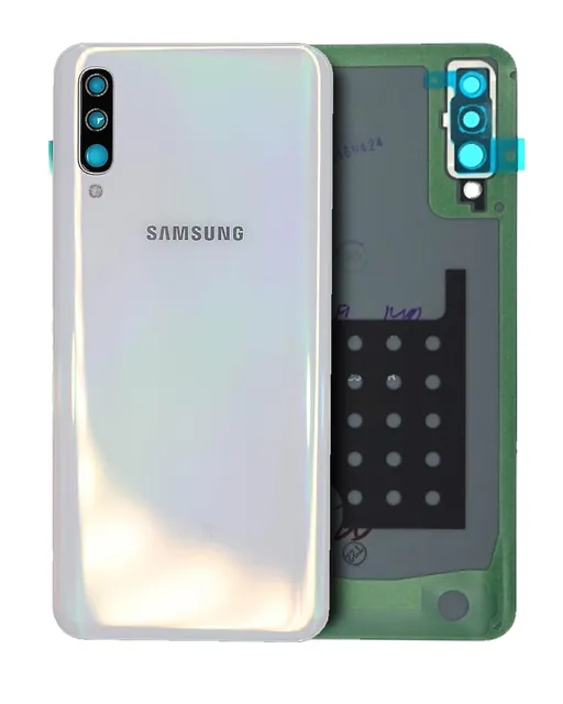 Zadní sklo se sklíčkem kamery pro Samsung Galaxy A50 (A505 / 2019) (Service Pack) (bílá)