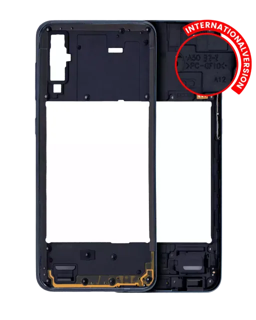 Střední rám (housing) pro Samsung Galaxy A50 (A505 / 2019) (mezinárodní verze) (Aftermarket Plus) (černá)