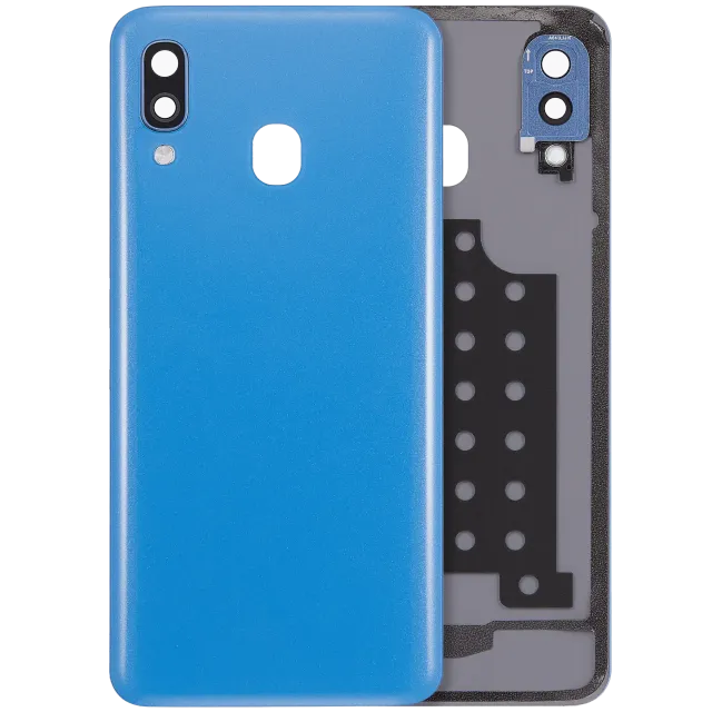 Zadní sklo se sklíčkem kamery pro Samsung Galaxy A40 (A405 / 2019) (Aftermarket Plus) (modrá)
