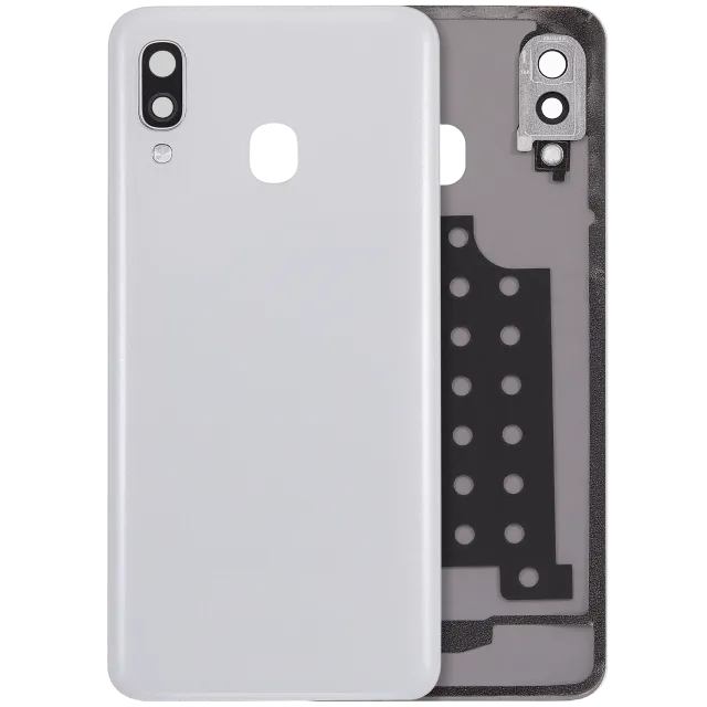 Zadní sklo se sklíčkem kamery pro Samsung Galaxy A40 (A405 / 2019) (Aftermarket Plus) (bílá)